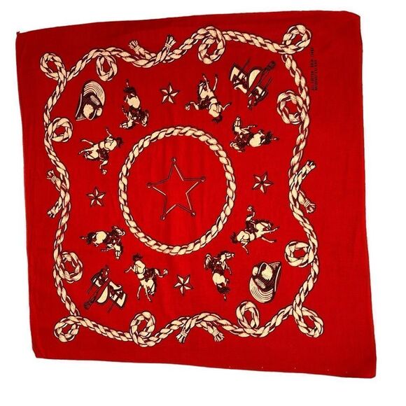 Other - Vintage 60s Red Cowboy Rag Neck scarf bandana.